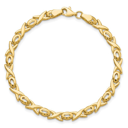 7 Inch 14K Polished Xoxo Bracelet