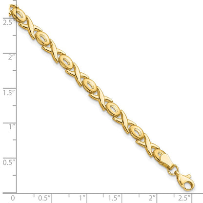 7 Inch 14K Polished Xoxo Bracelet
