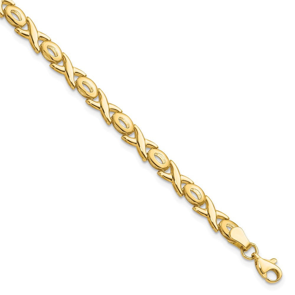 7 Inch 14K Polished Xoxo Bracelet