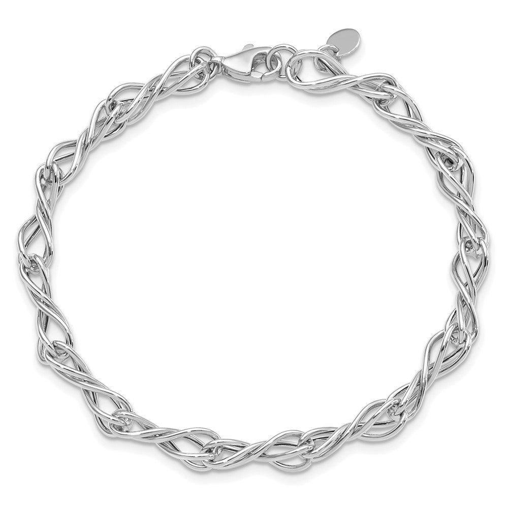 7.5 Inch 14K White Gold Polished Fancy Link Bracelet
