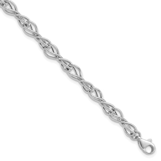 7.5 Inch 14K White Gold Polished Fancy Link Bracelet