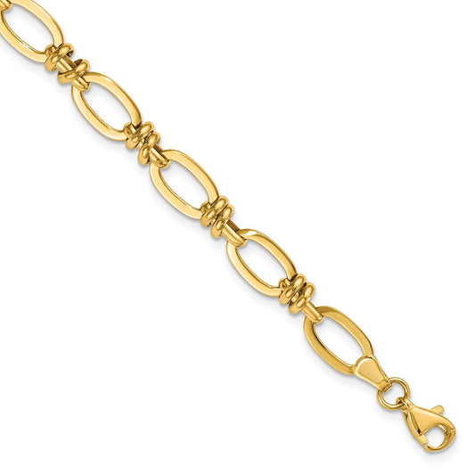 7.5 Inch 14K Polished Fancy Link Bracelet