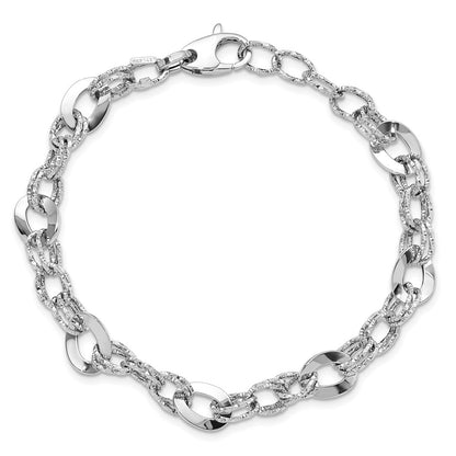7.5 Inch 14K White Gold Polished D/C Bracelet