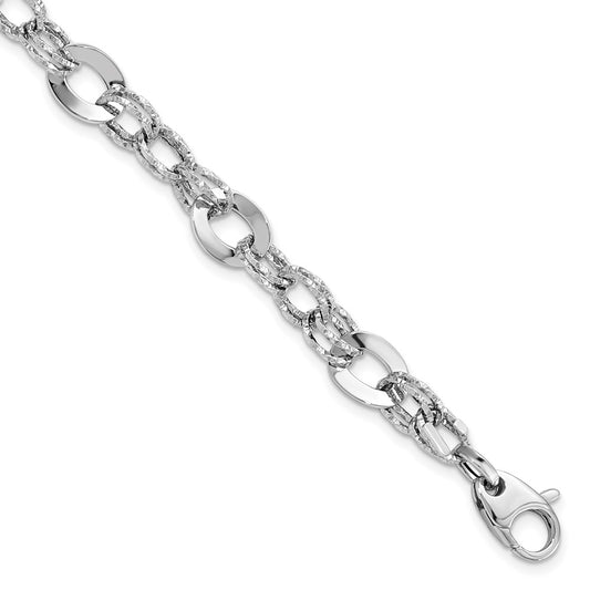 7.5 Inch 14K White Gold Polished D/C Bracelet