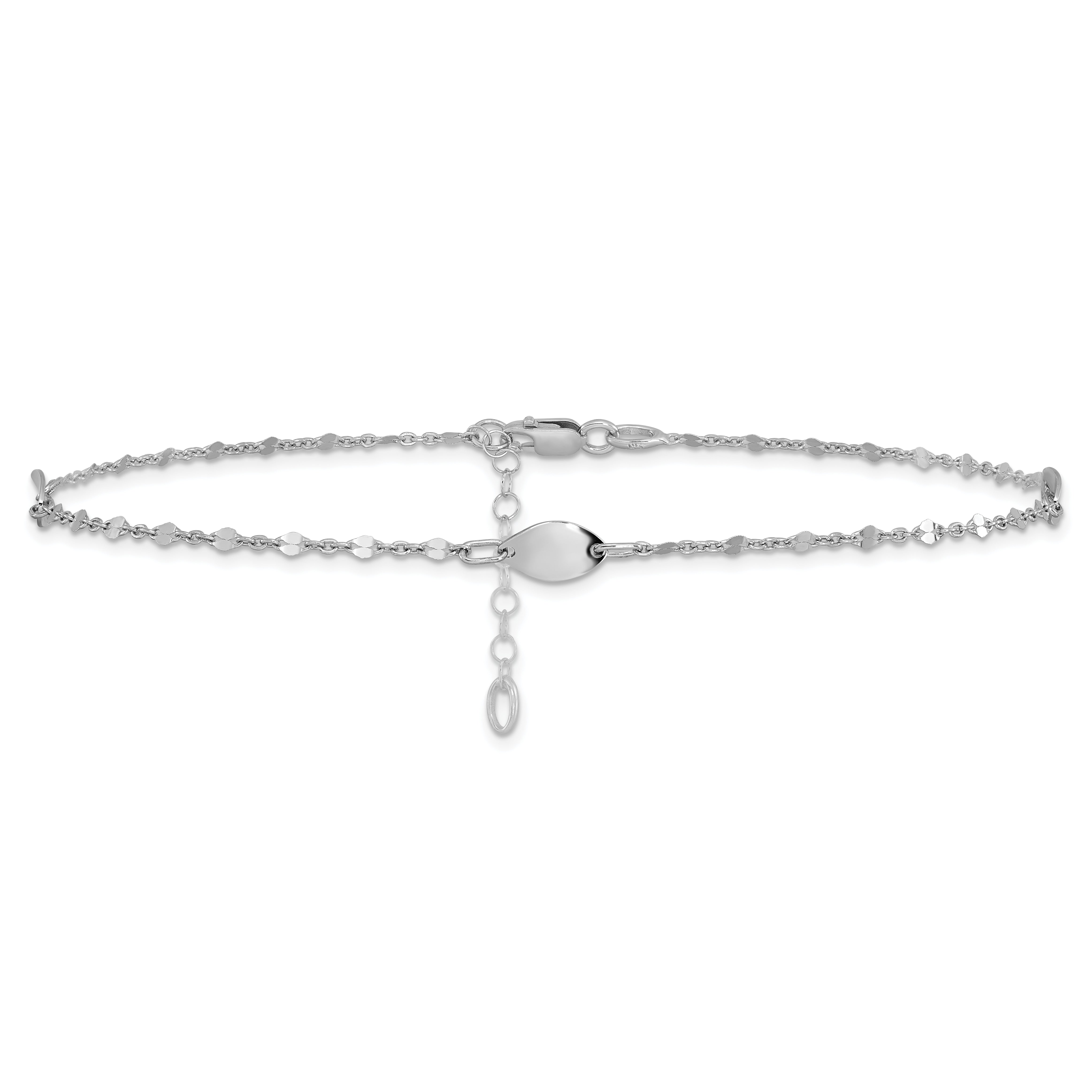 14K White Gold Polished With 1In Ext. Anklet
