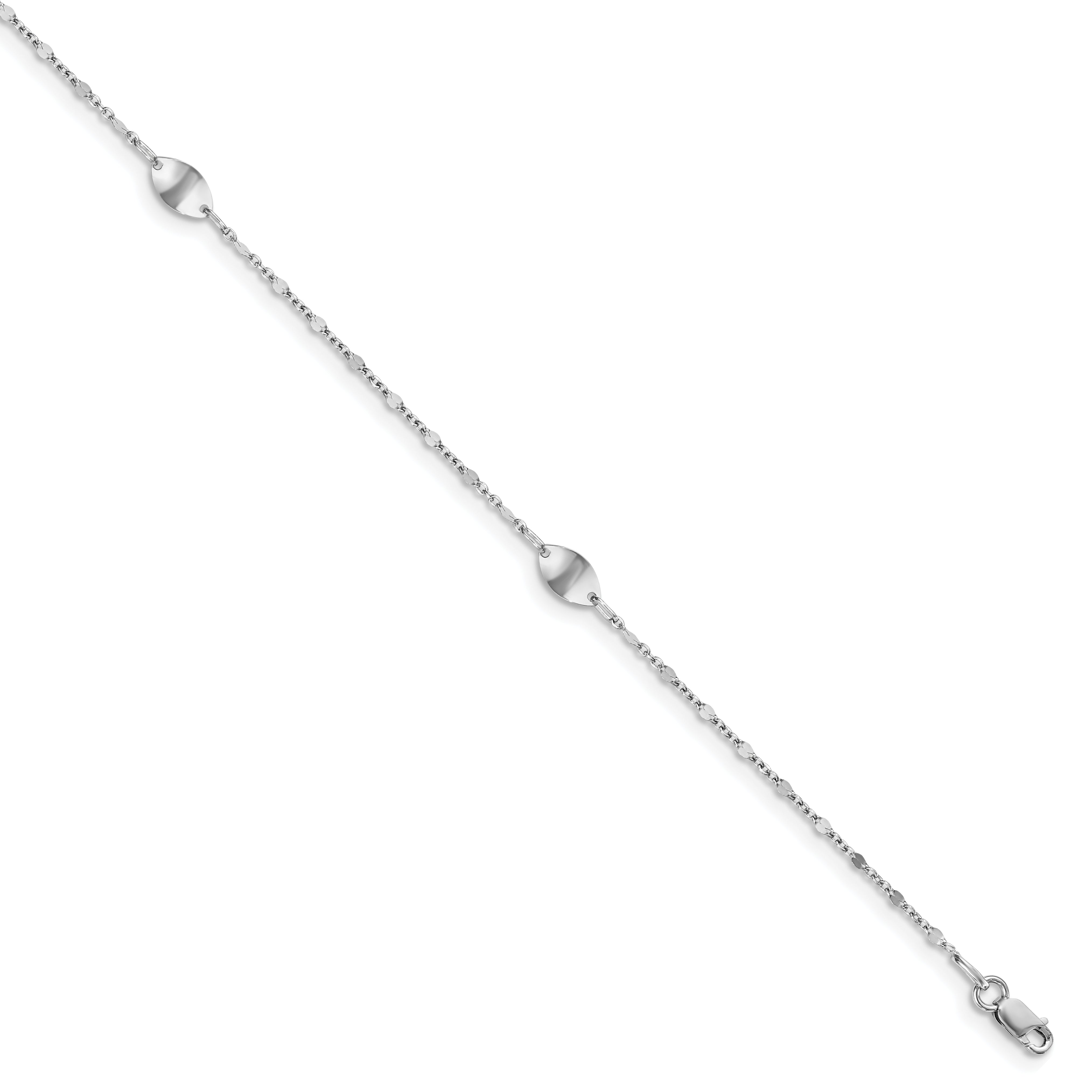14K White Gold Polished With 1In Ext. Anklet