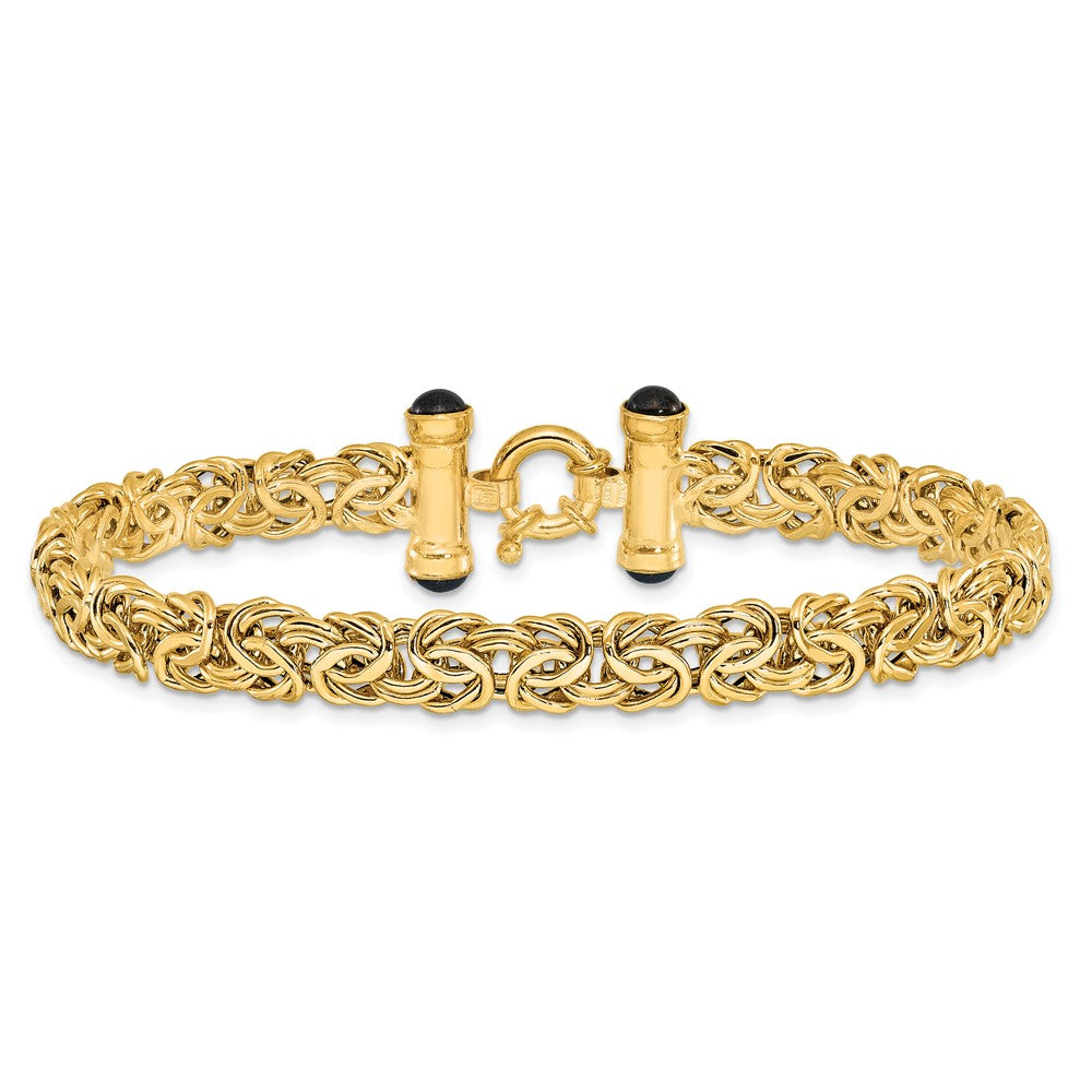 8 Inch 14K Polished Fancy Link With Black Onyx Bracelet