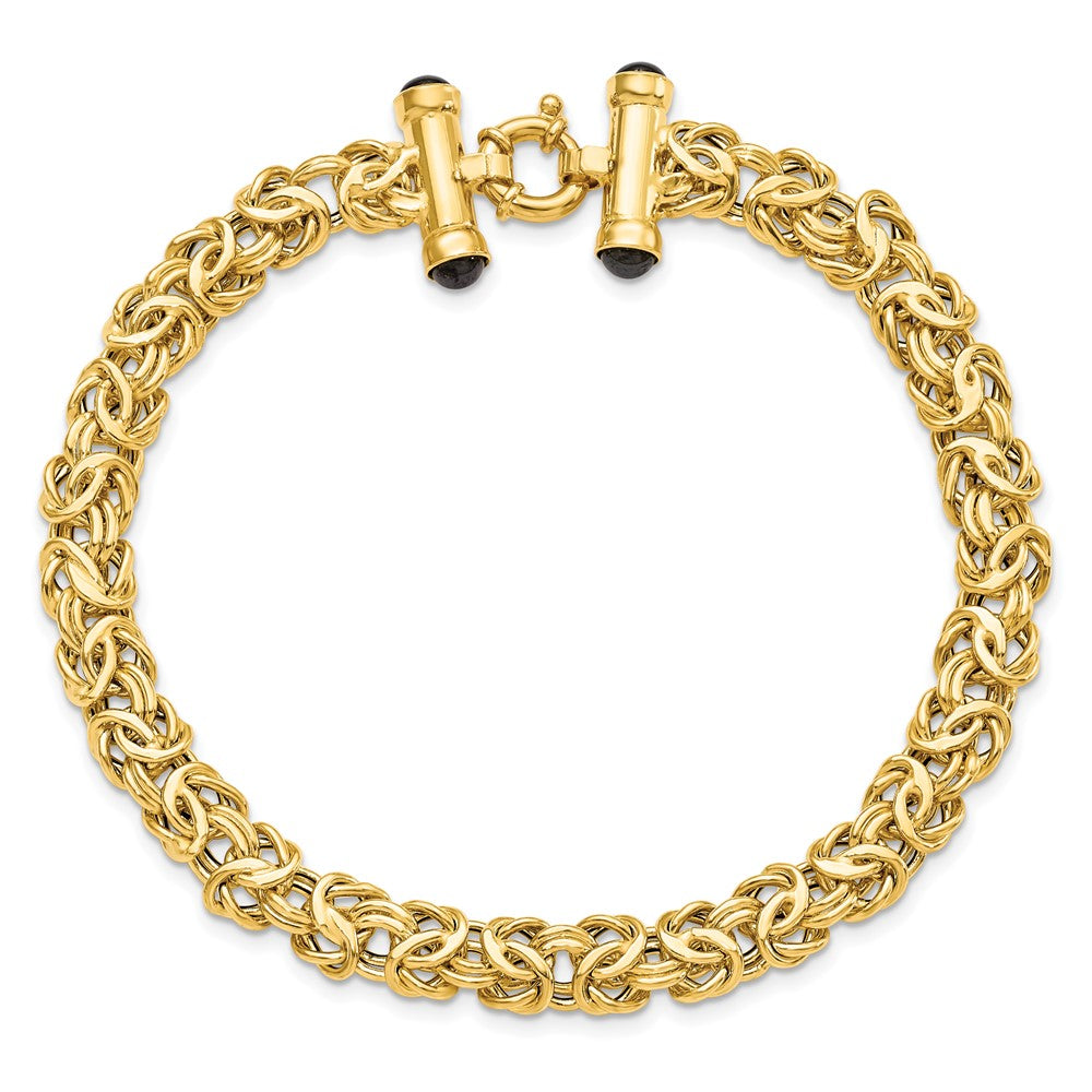 8 Inch 14K Polished Fancy Link With Black Onyx Bracelet