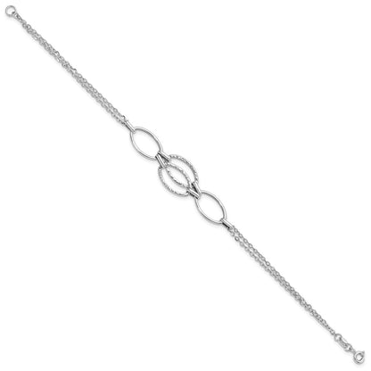 8 Inch 14K White Gold Polished Double Strand Link Bracelet