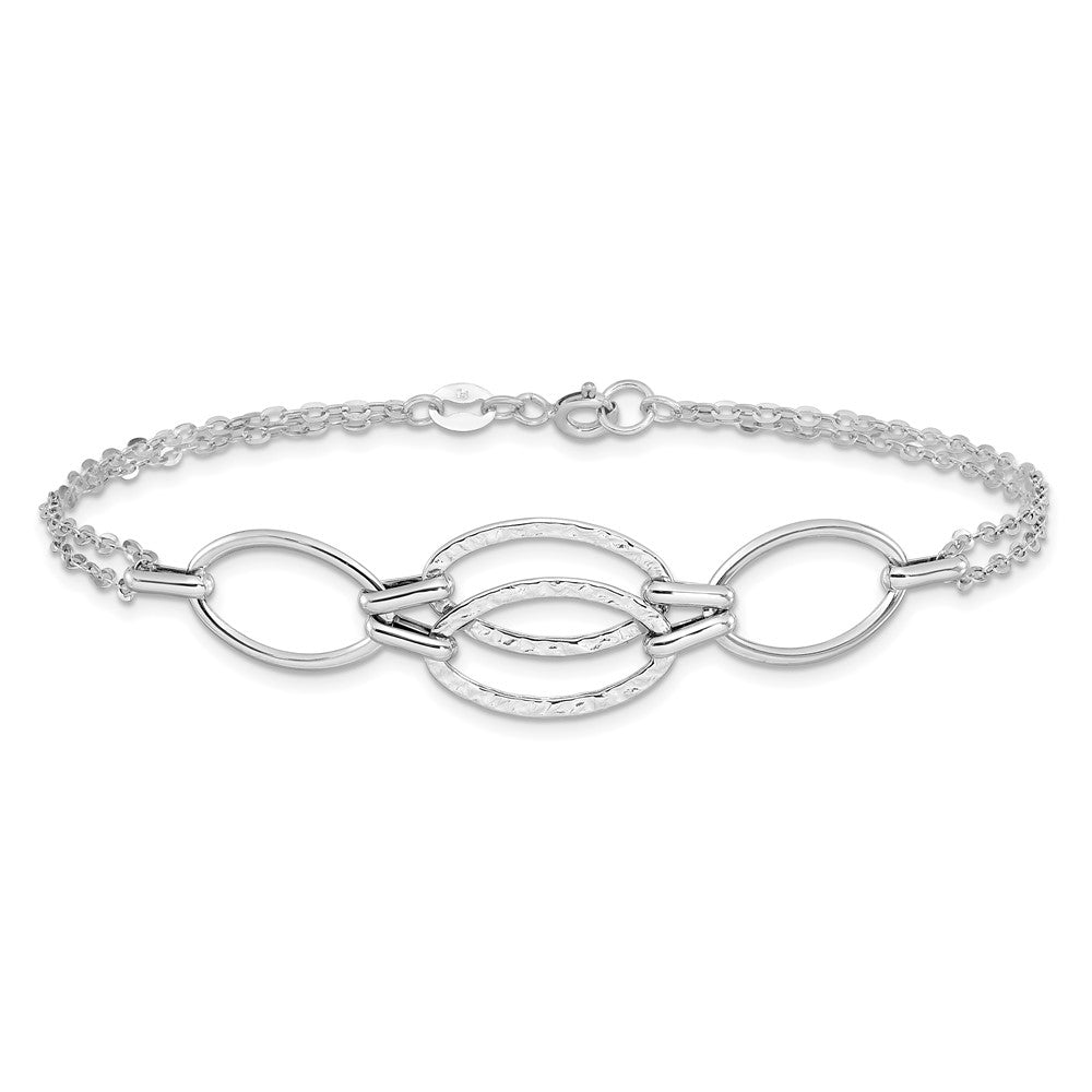 8 Inch 14K White Gold Polished Double Strand Link Bracelet
