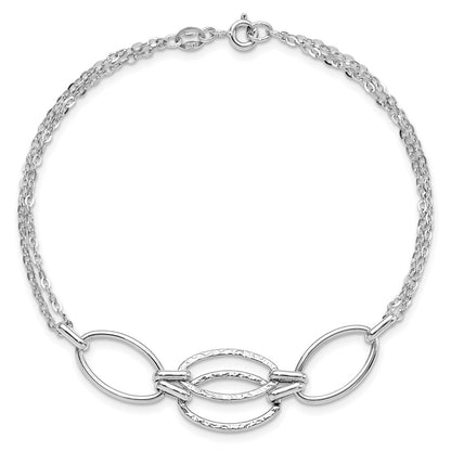8 Inch 14K White Gold Polished Double Strand Link Bracelet