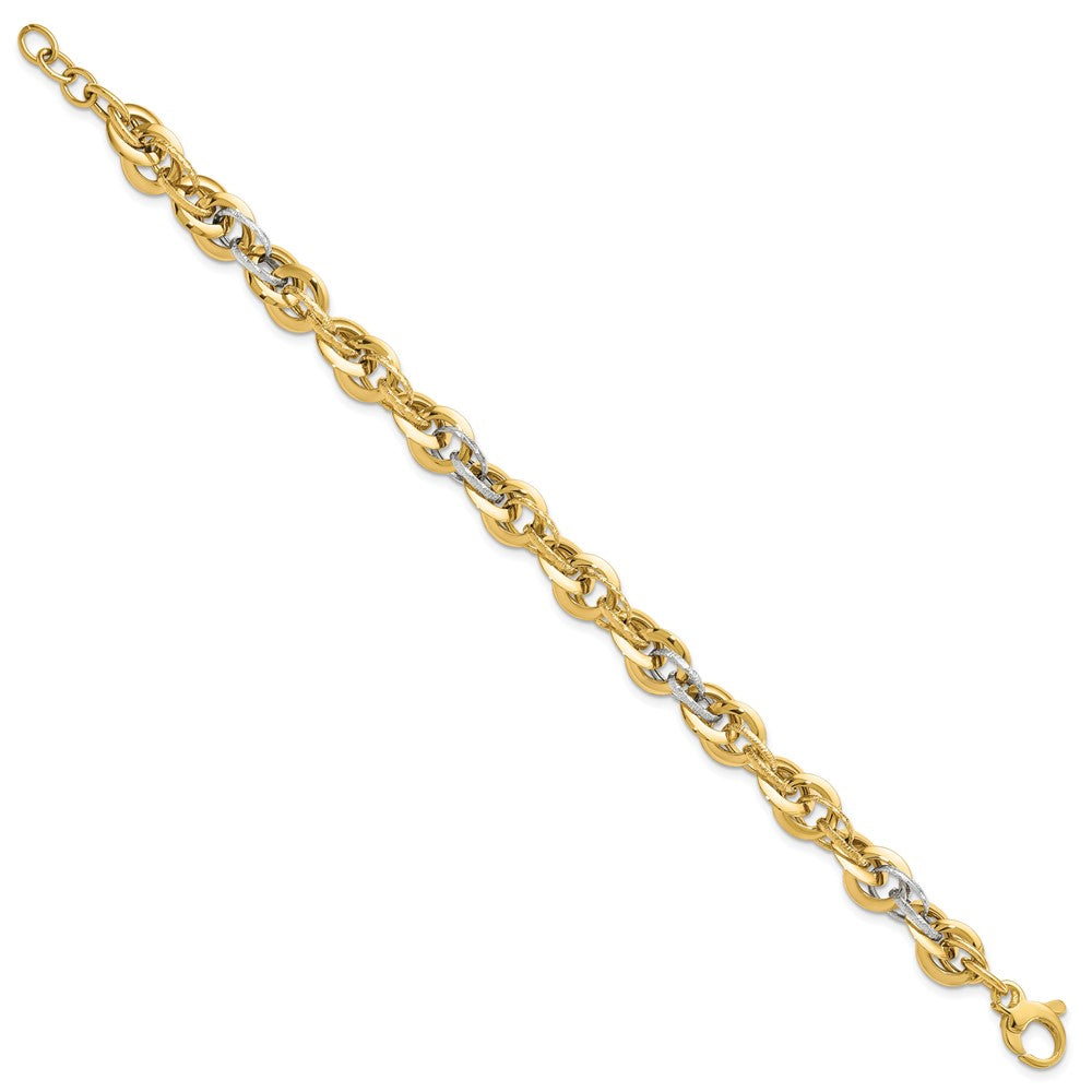 8 Inch 14K Two-Tone Polished D/C Fancy Link Bracelet