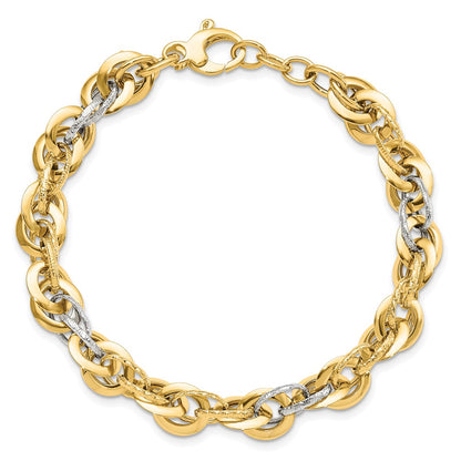 8 Inch 14K Two-Tone Polished D/C Fancy Link Bracelet