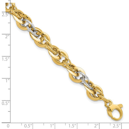 8 Inch 14K Two-Tone Polished D/C Fancy Link Bracelet