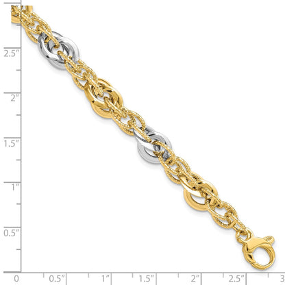 7.5 Inch 14K Two-Tone Polished D/C Fancy Link Bracelet