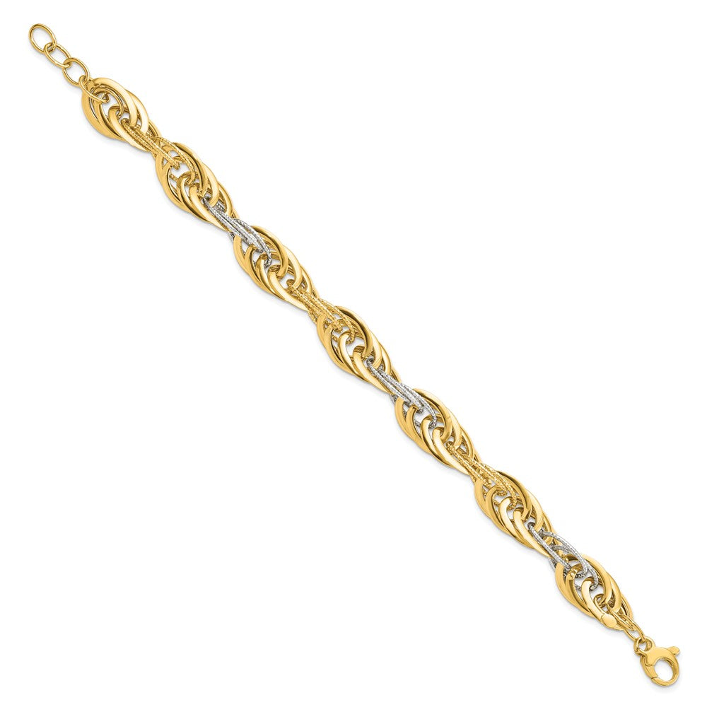 8 Inch 14K Two-Tone Polished D/C Fancy Link Bracelet