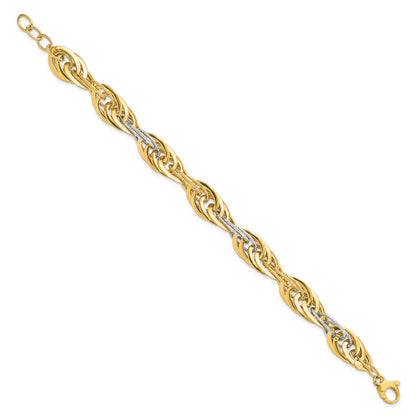 8 Inch 14K Two-Tone Polished D/C Fancy Link Bracelet