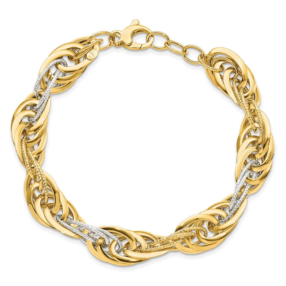 8 Inch 14K Two-Tone Polished D/C Fancy Link Bracelet