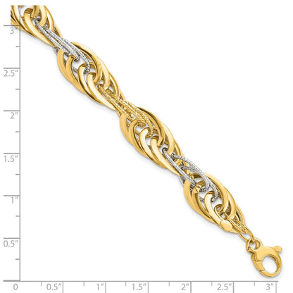 8 Inch 14K Two-Tone Polished D/C Fancy Link Bracelet