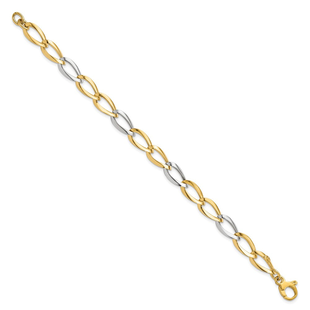 7.5 Inch 14K Two-Tone Polished Fancy Link Bracelet