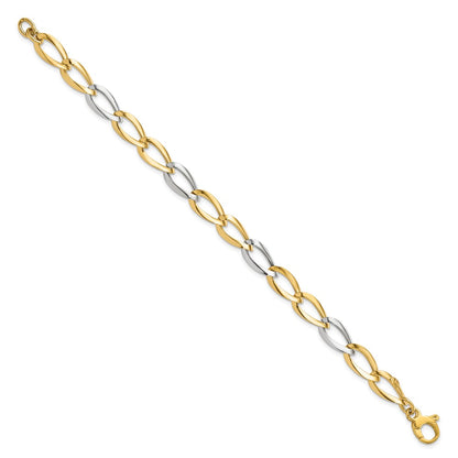 7.5 Inch 14K Two-Tone Polished Fancy Link Bracelet