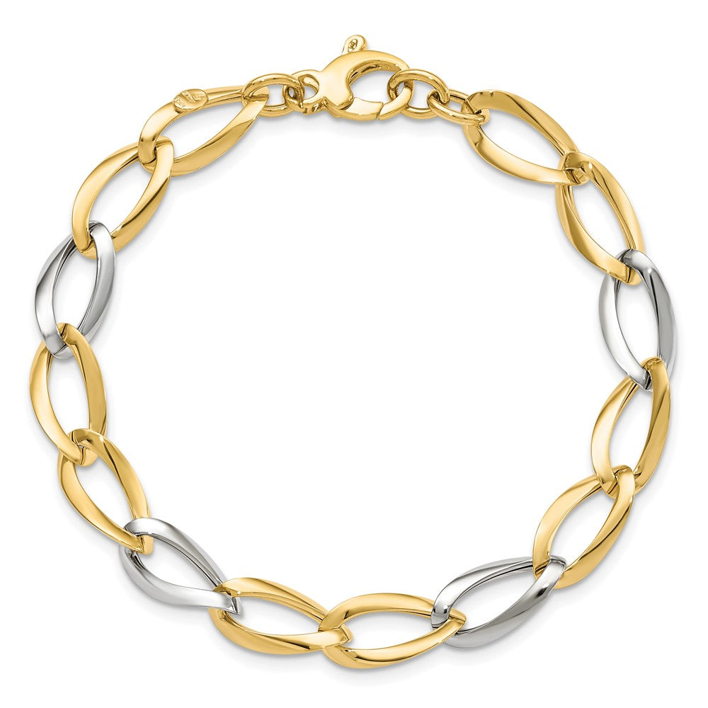 7.5 Inch 14K Two-Tone Polished Fancy Link Bracelet