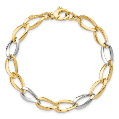 7.5 Inch 14K Two-Tone Polished Fancy Link Bracelet