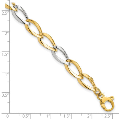 7.5 Inch 14K Two-Tone Polished Fancy Link Bracelet