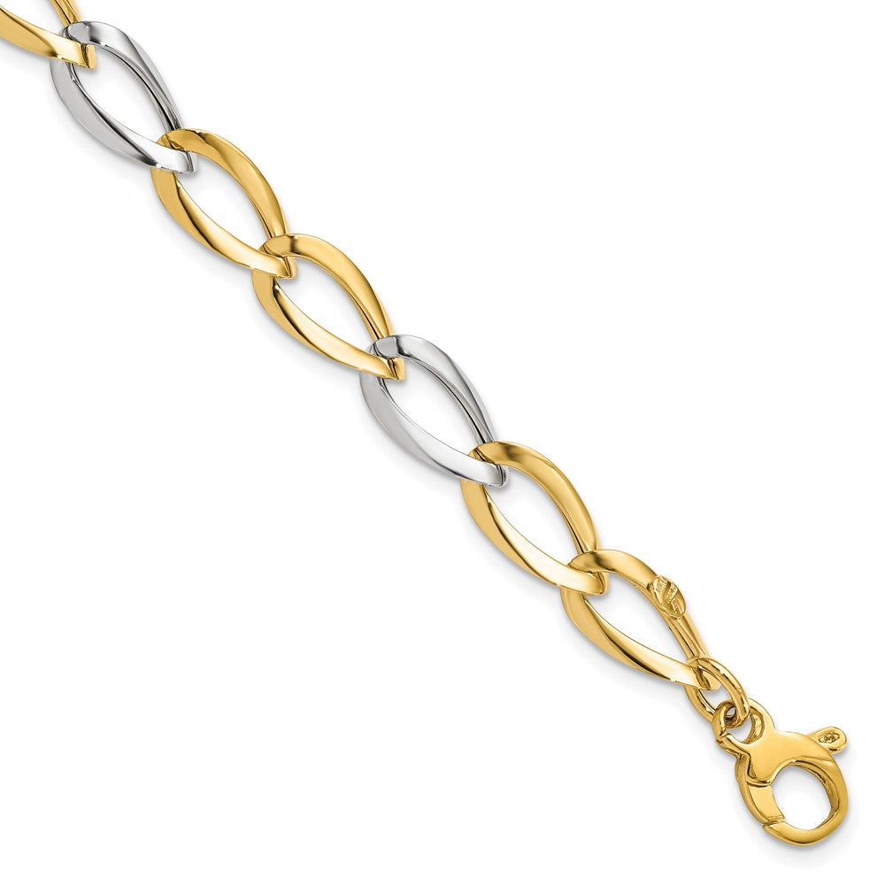 7.5 Inch 14K Two-Tone Polished Fancy Link Bracelet