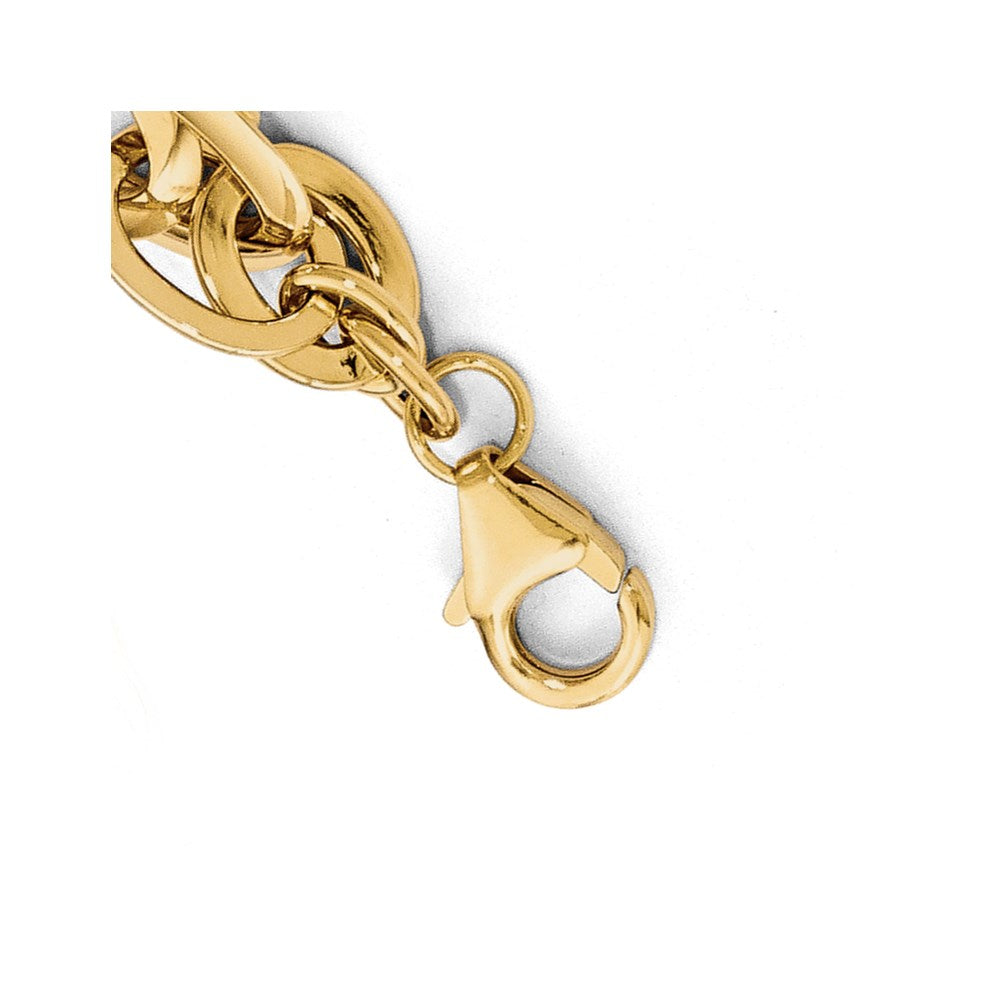 7 Inch 14K Polished Fancy Link .75In Ext. Bracelet