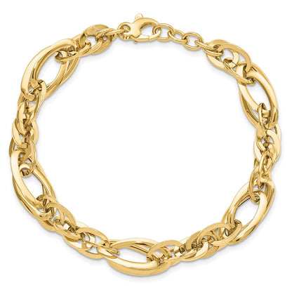 7 Inch 14K Polished Fancy Link .75In Ext. Bracelet