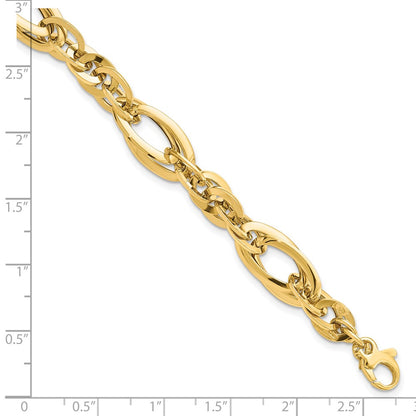 7 Inch 14K Polished Fancy Link .75In Ext. Bracelet