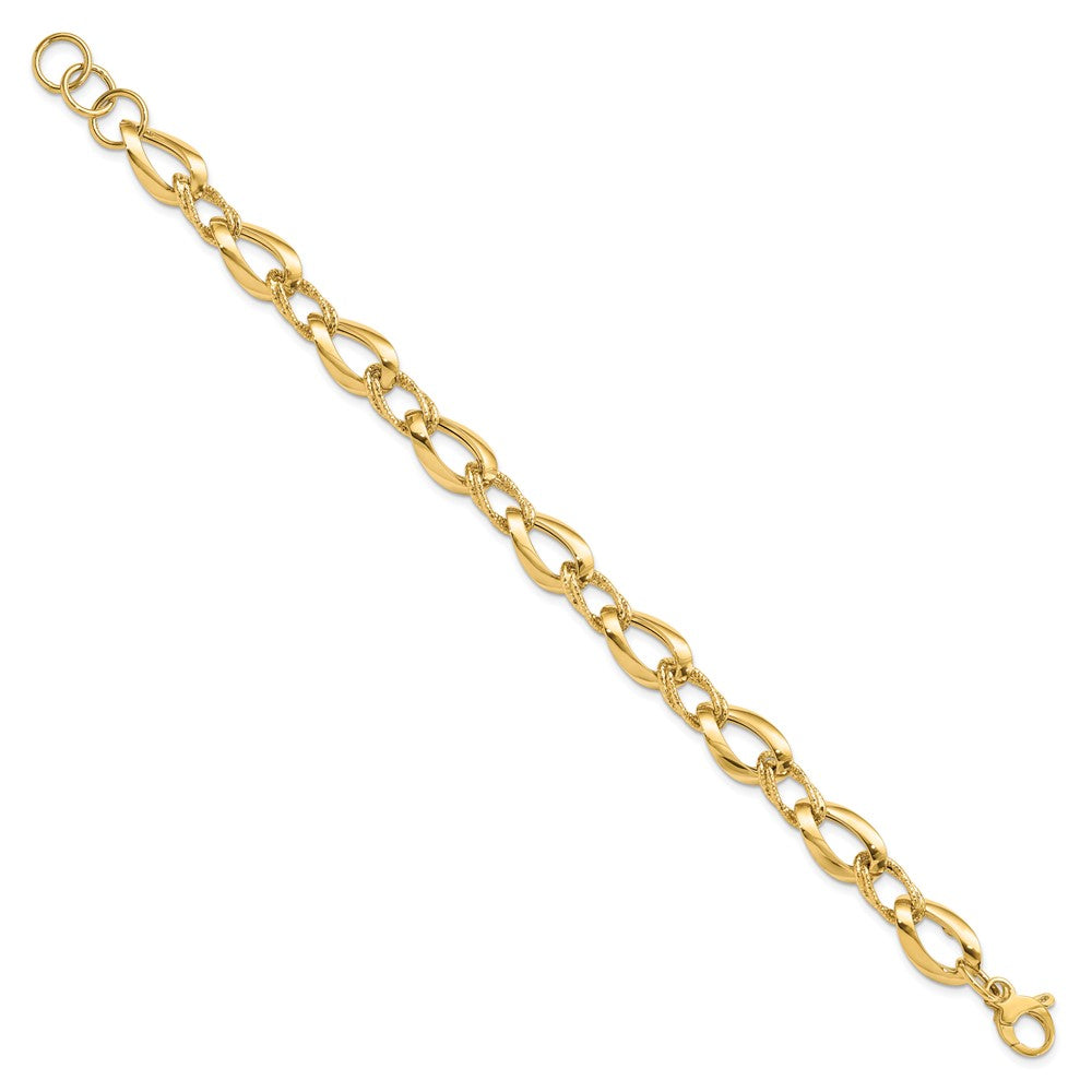 8 Inch 14K Polished D/C Fancy Link Bracelet