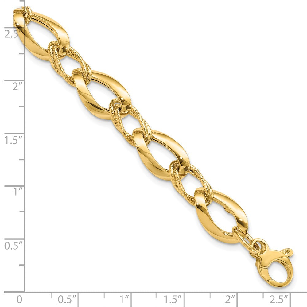 8 Inch 14K Polished D/C Fancy Link Bracelet