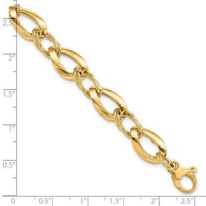 8 Inch 14K Polished D/C Fancy Link Bracelet