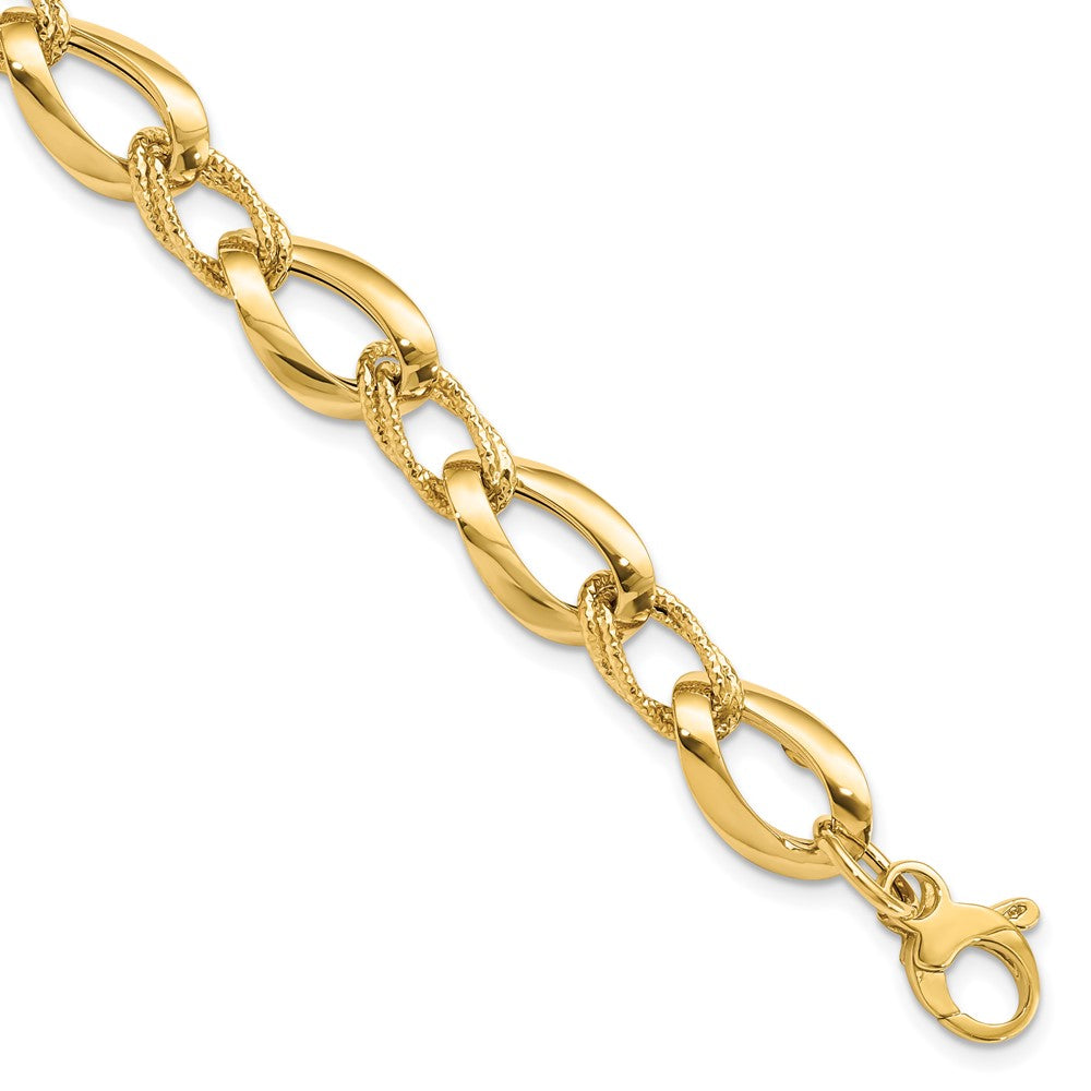 8 Inch 14K Polished D/C Fancy Link Bracelet