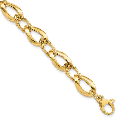 8 Inch 14K Polished D/C Fancy Link Bracelet