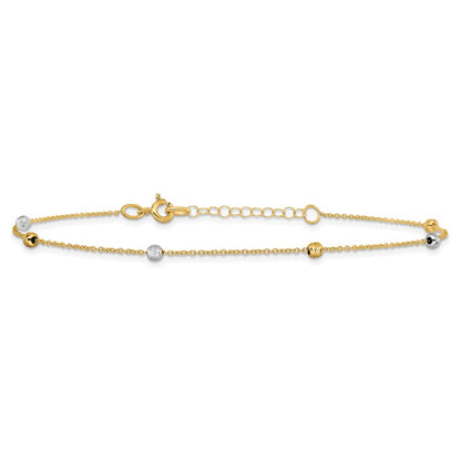 14K Two-Tone Polished D/C With 1In Ext. Anklet
