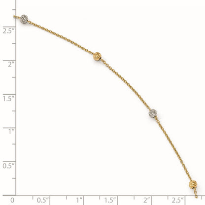 14K Two-Tone Polished D/C With 1In Ext. Anklet