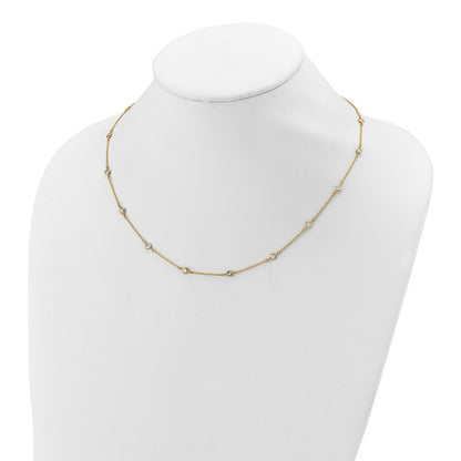 14K Yellow Gold Polished Cz Station With 2In Ext. Necklace