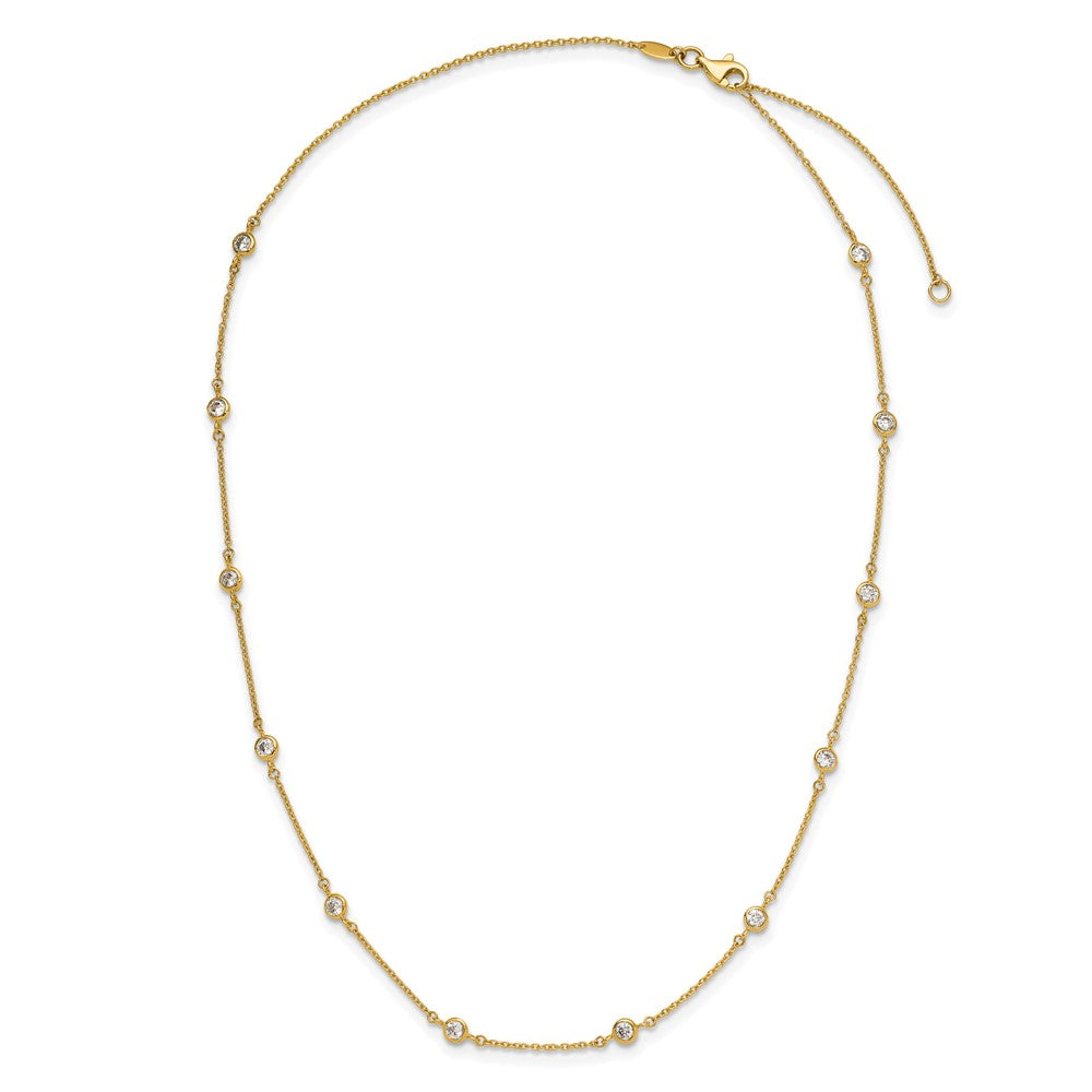 14K Yellow Gold Polished Cz Station With 2In Ext. Necklace