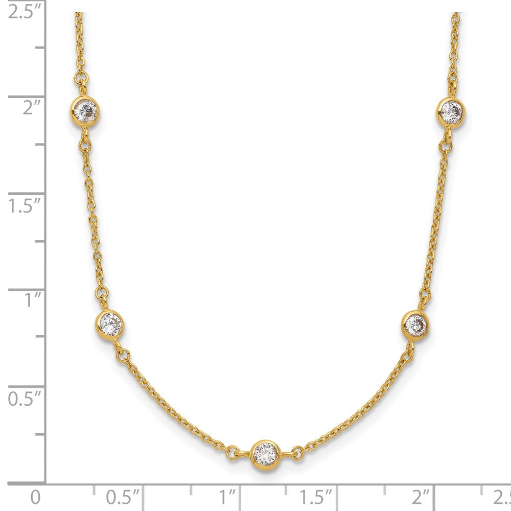 14K Yellow Gold Polished Cz Station With 2In Ext. Necklace