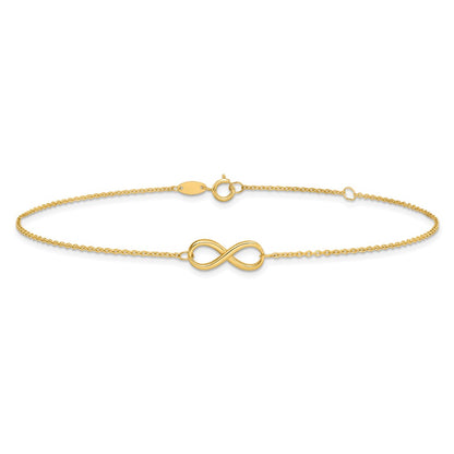 14K Yellow Gold Polished Infinity With 1In Ext. Anklet