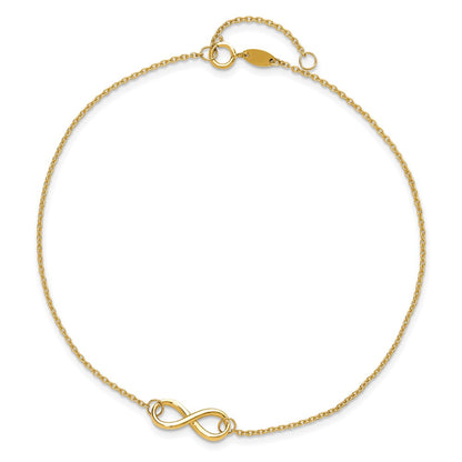 14K Yellow Gold Polished Infinity With 1In Ext. Anklet