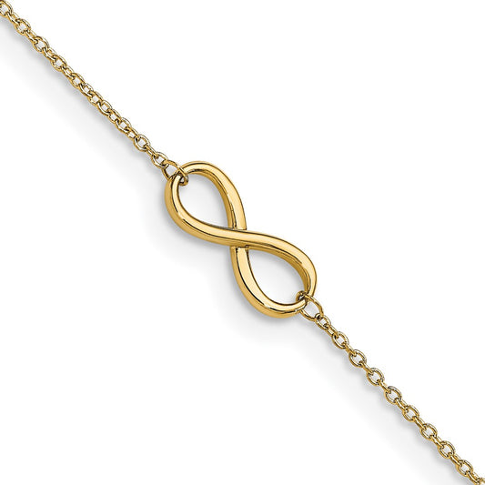 14K Yellow Gold Polished Infinity With 1In Ext. Anklet