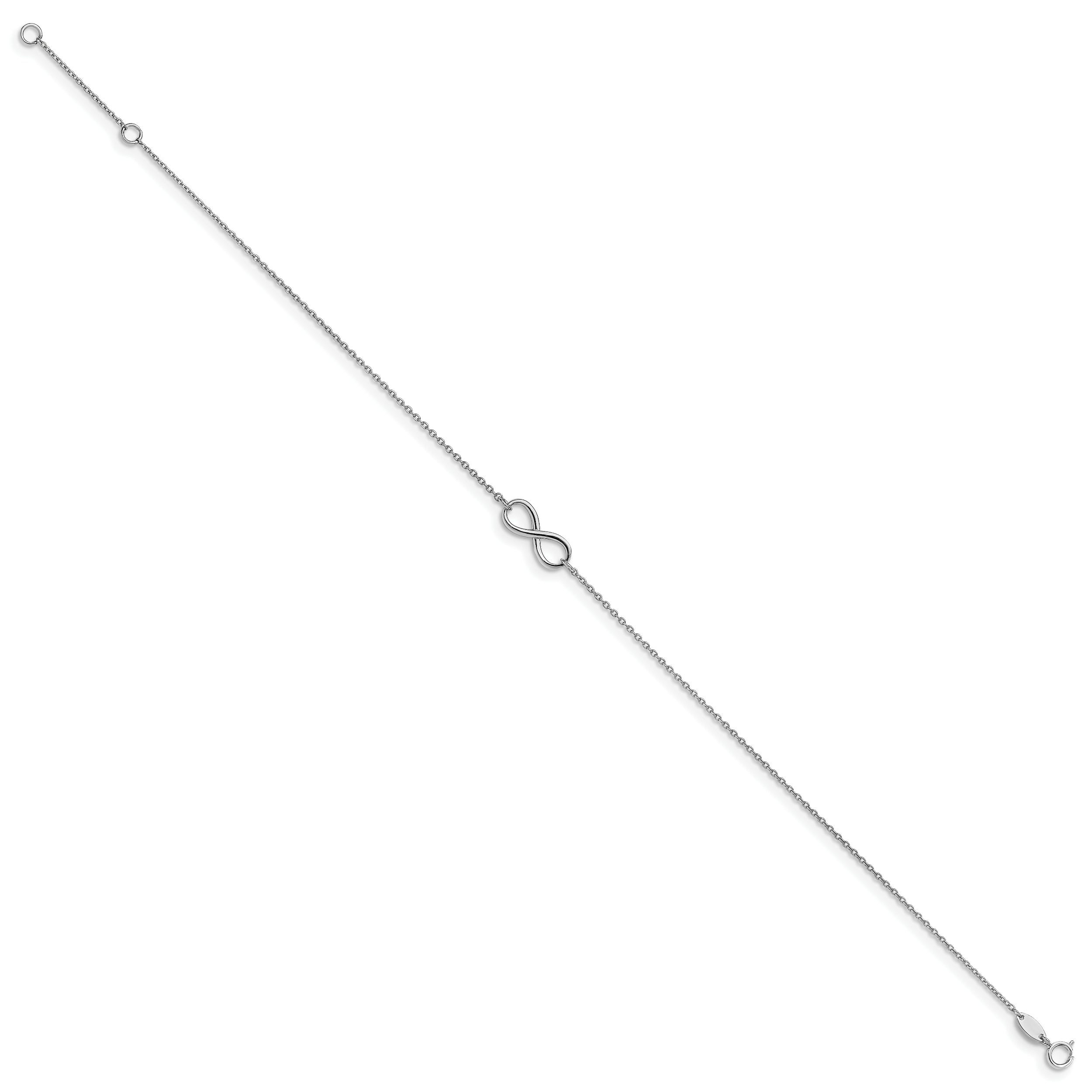14K White Gold Polished Infinity With 1In Ext. Anklet