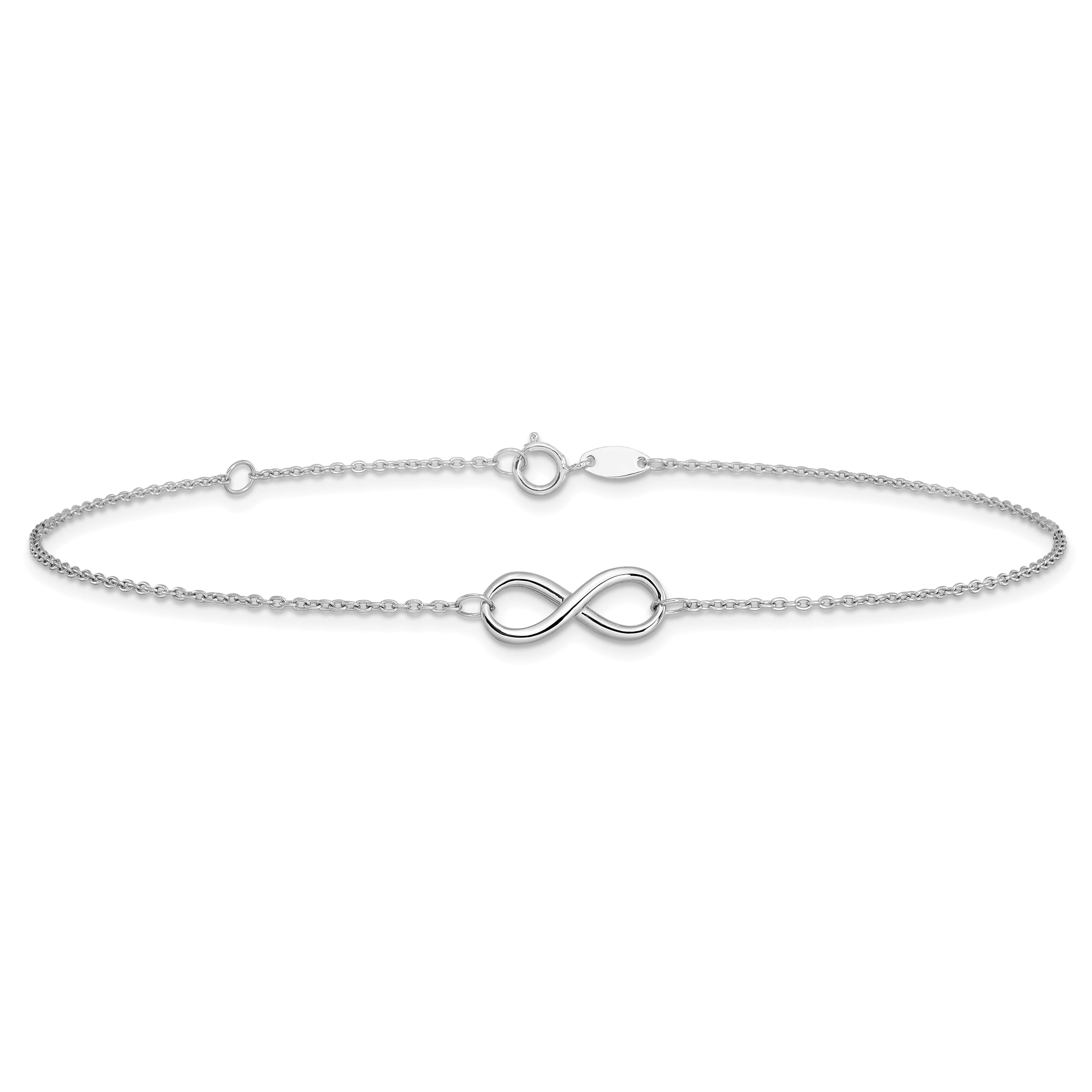 14K White Gold Polished Infinity With 1In Ext. Anklet