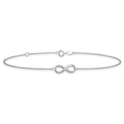 14K White Gold Polished Infinity With 1In Ext. Anklet