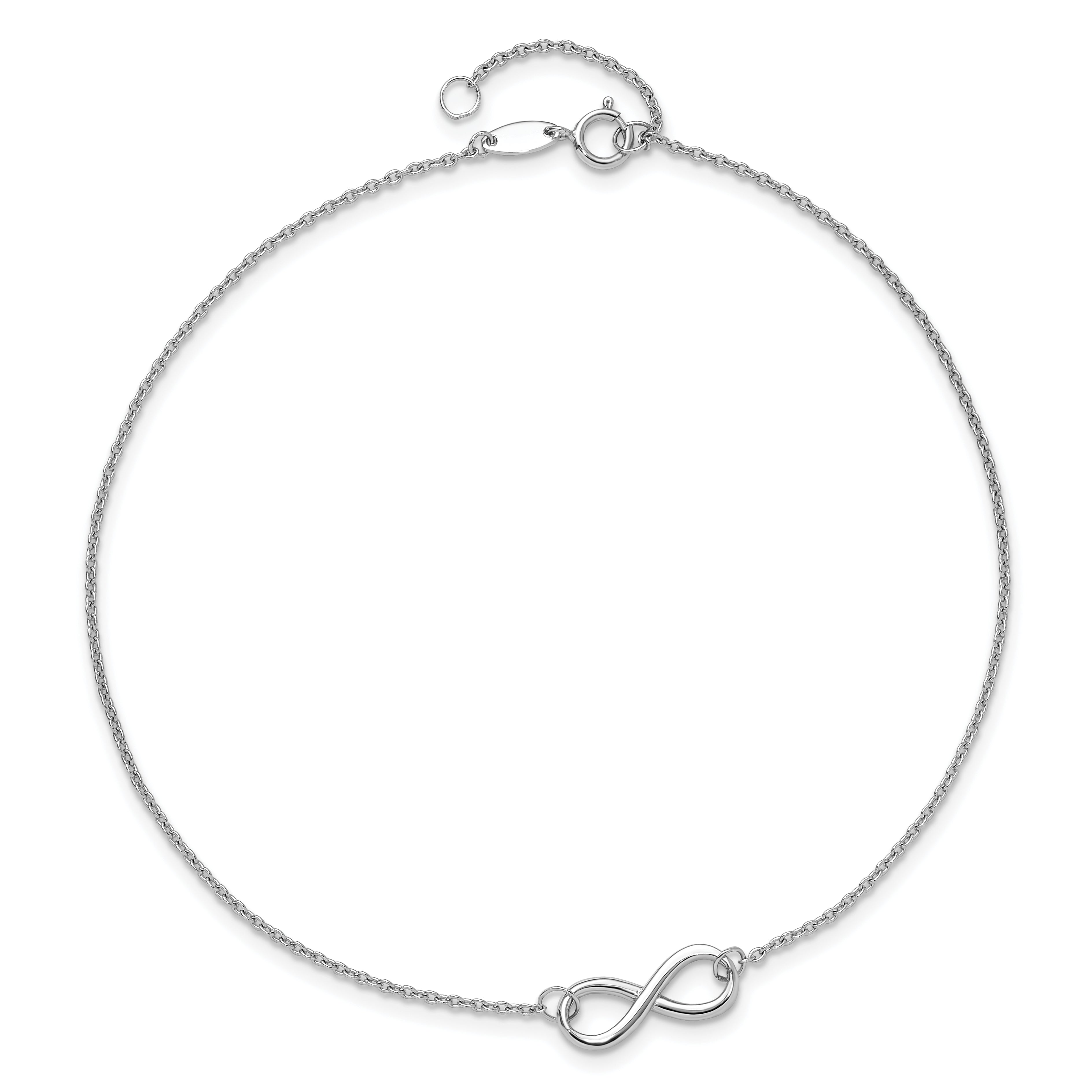 14K White Gold Polished Infinity With 1In Ext. Anklet