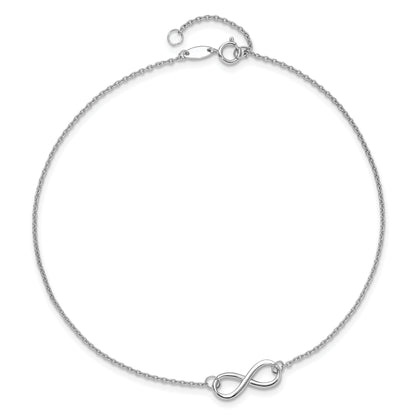 14K White Gold Polished Infinity With 1In Ext. Anklet